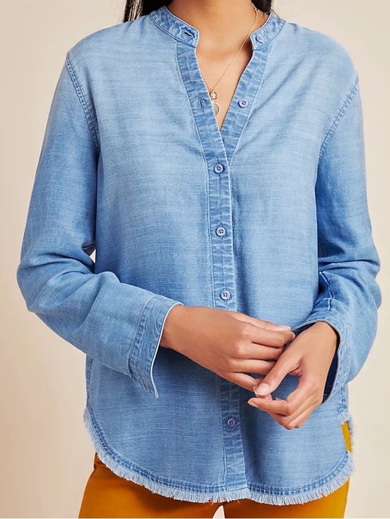 cloth & stone Tops - Anthropologie cloth and stone Light Blue Washed Chambray Button-Down Shirt